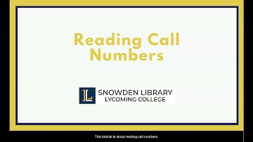 Reading Call Numbers