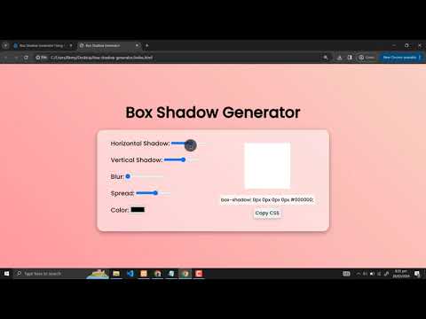 Box Shadow Generator Using HTML, CSS and JavaScript with Source Code