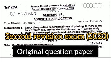 12th std computer applications second revision exam original question paper 2023