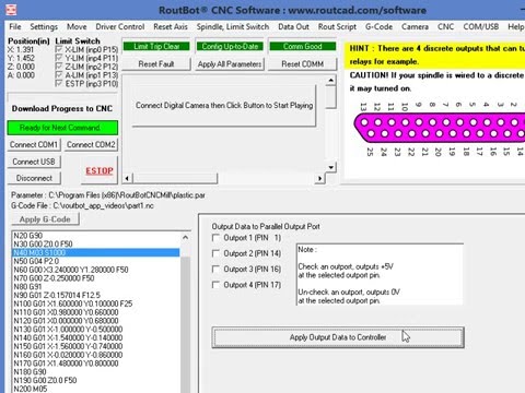 CNC Parallel Port with RoutBot CNC Software