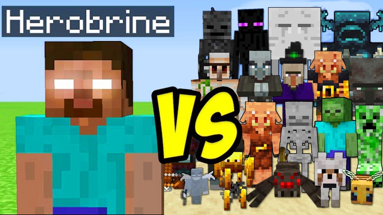 HEROBRINE VS TUTTI I MOB DI MINECRAFT