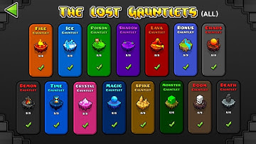 ALL GAUNTLETS LEVEL | GEOMETRY DASH 75 Levels All Coin / 15 Lost of Gauntlets