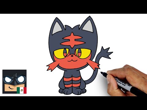 Cómo dibujar a Litten Pokemon — Tutorial fácil paso a paso (para principiantes)