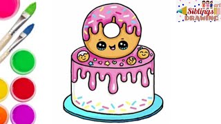 How To Draw A Donut Cake 🍩🎂 Cute Food Art