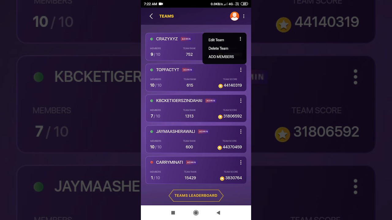 KBC TOP TEAM CODE OF 2021