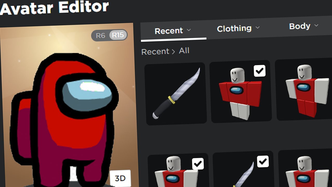 How To Become An Among Us Character On Roblox Youtube - roblox character pics
