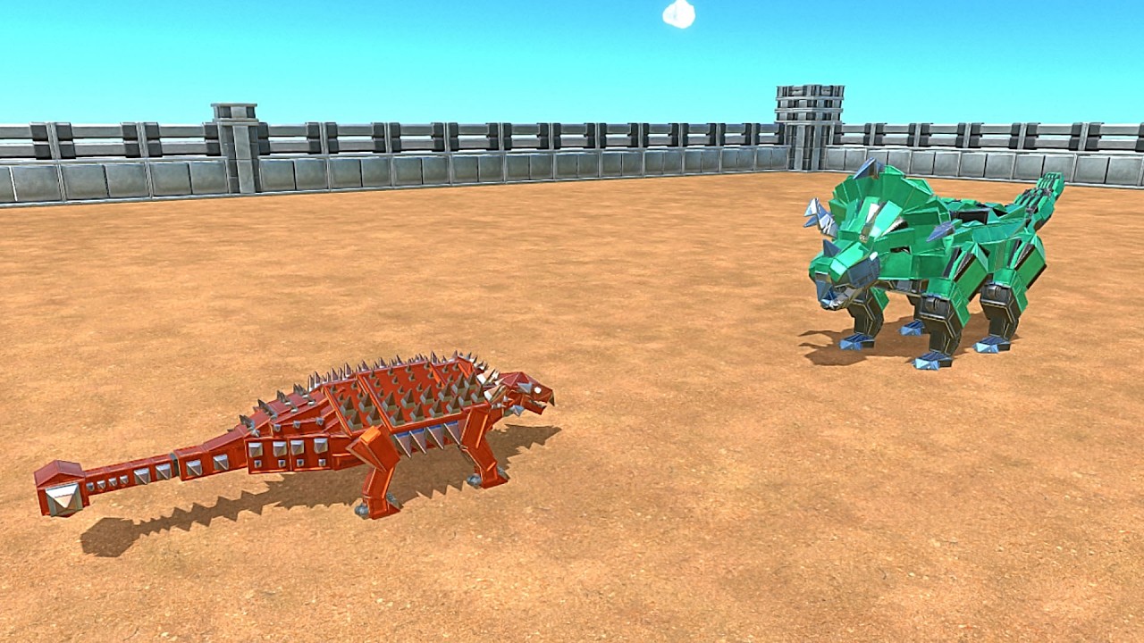 Mecha Ankylosaurus vs Workshop Units - Age of Warbots