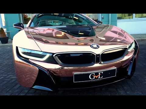 GVE Customs: CHROME ROSE GOLD BMW I8 VINYL WRAP