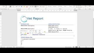 Vet Report - Report format, Word Templates