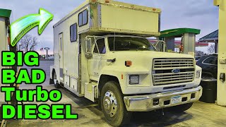 1986 f700 8.2 Detroit Diesel turbo TOTERHOME Tour and COLD START!