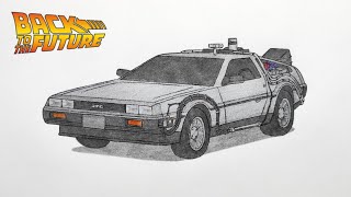 How to draw a DeLorean DMC-12 / Back to The Future car / drawing Delorean time machine