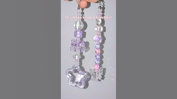 making cute beaded keychain! 💜✨ (part 2) #beadedkeychains #shorts