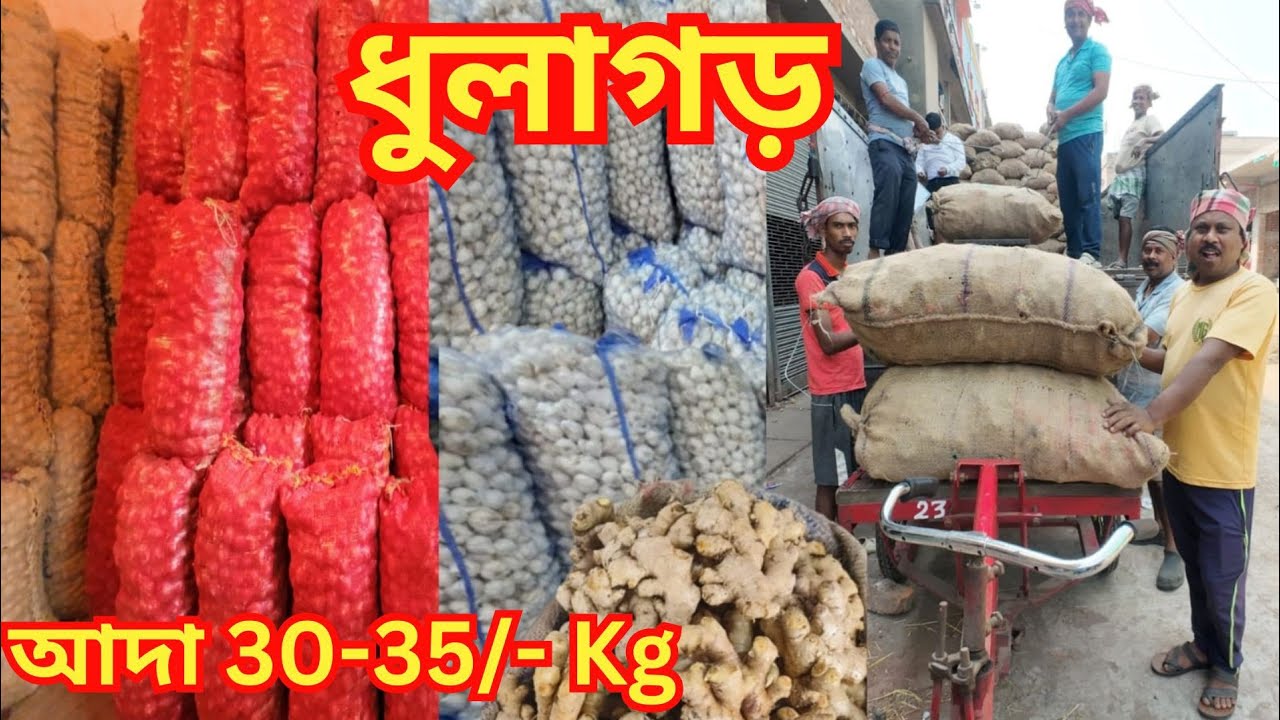 ধুলাগড়ে পেঁয়াজ আদা রসুনের দাম | Onion Garlic Ginger Price Update in Dhulagarh |