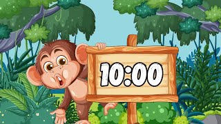 10 Minute Classroom Timer | Cute Monkey Theme | No Music Wealth
