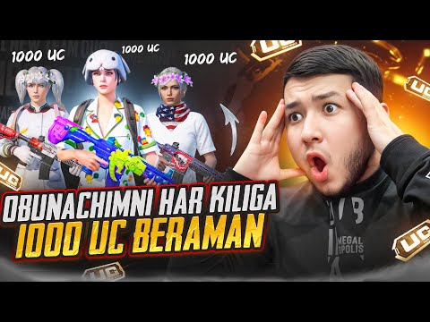 😱HAR KILLGA 1000UC!!! OBUNACHIMNI HAR KILIGA💀1000UC BERAMAN🔥