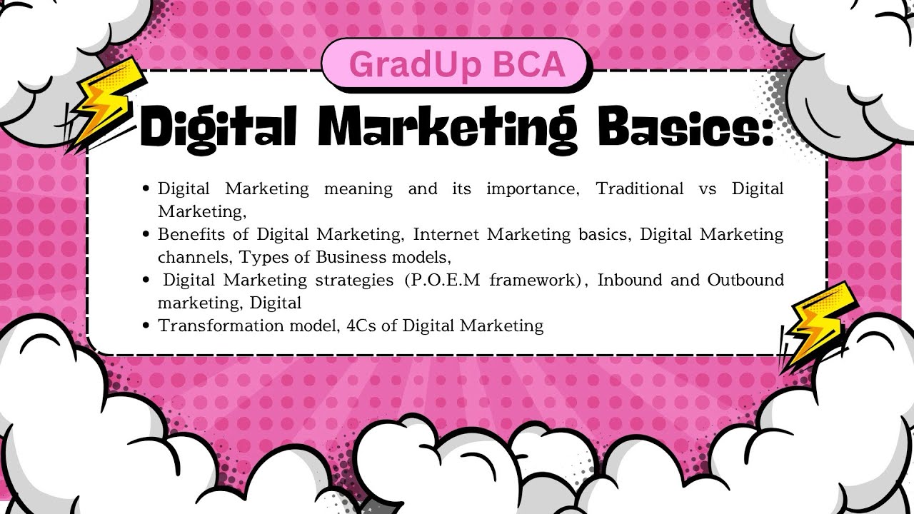 Digital Marketing Basics: Traditional vs Digital, POEM, 4Cs, & More! || GradUp BCA || LECTURE 1 ||