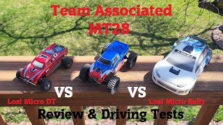 Team Associated MT28 Drive &amp; Jump Test - Vs. Losi Micro DT &amp; Rally!  Real Customer Review!