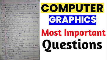Computer Graphics| Most Important Questions| For Examination