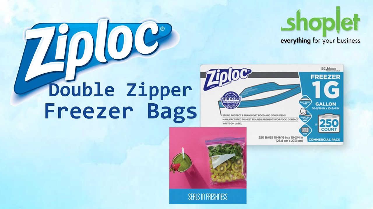 Ziploc 1 Gallon Double Zipper Freezer Bags, 250 Bags 