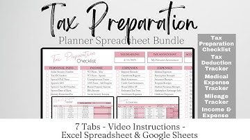 Tax Preparation Bundle Spreadsheet, Tax Planner Template Tax Planning Google Sheets Excel Tax Season
