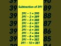 Subtraction of 391