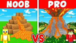 NOOB vs PRO: ERUPTING VOLCANO HOUSE Build Challenge in Minecraft