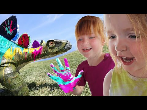 PAiNTiNG PET DiNOSAURS! Dino Training School with Dad is open for Learning! Adley and Niko get an A+