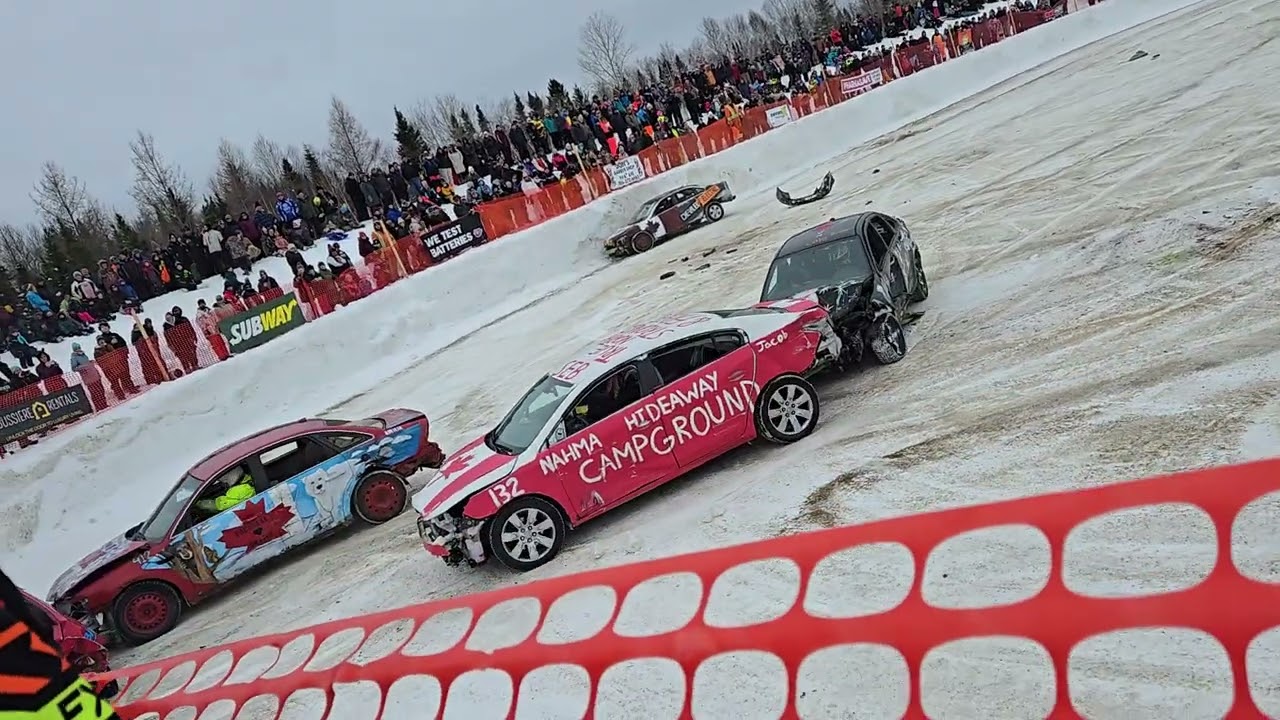 Cochrane, Ontario Winter Carnival 2026. True North Strong and Free. Smash Up Derby Heat 1.