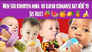 Sou konbyen mwa ou kapab komanse bay bébé yo jus Fruit ? Ki Jus ou kapab bay bébé lèl genyen 6 mwa ?