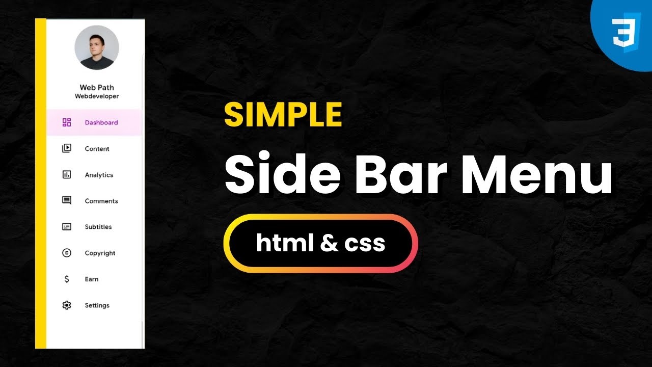 How to Make Sidebar Menu Using Html Css & Javascript - YouTube