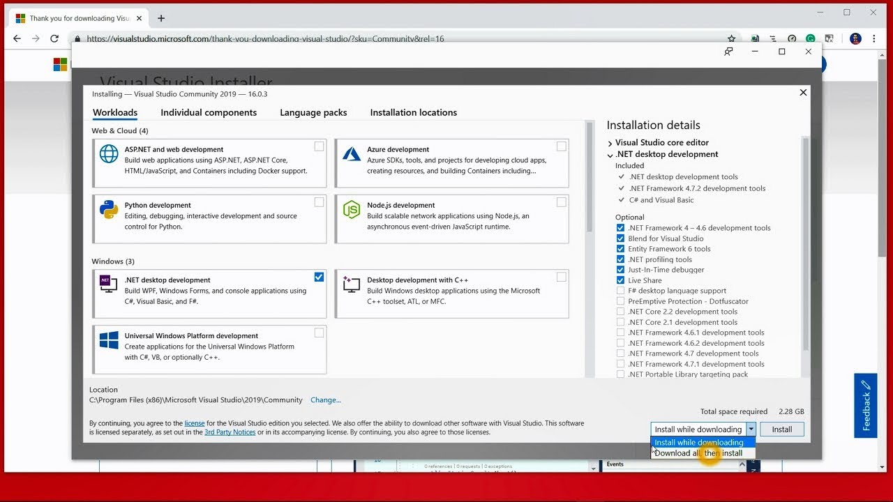 How To Download And Install Visual Studio 19 Community Edition Youtube