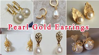 1 Gram Gold White Pearl Earrings Design | Daily Wear Gold Studs #jewellery 
