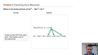 Algebra 1 8-2 Multiplying and Factoring: Problem 3 - Factoring Out a Monomial