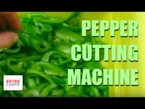 Slicing, Chopping, and Cutting Green Bell Peppers in Vegetable Cutter  Machine 