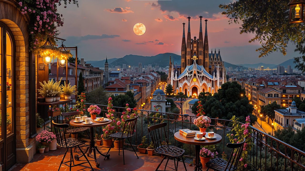 Barcelona Balcony Jazz at Moonrise 🌕 Romantic Bossa Nova & Soft Jazz Music for Peaceful Evenings