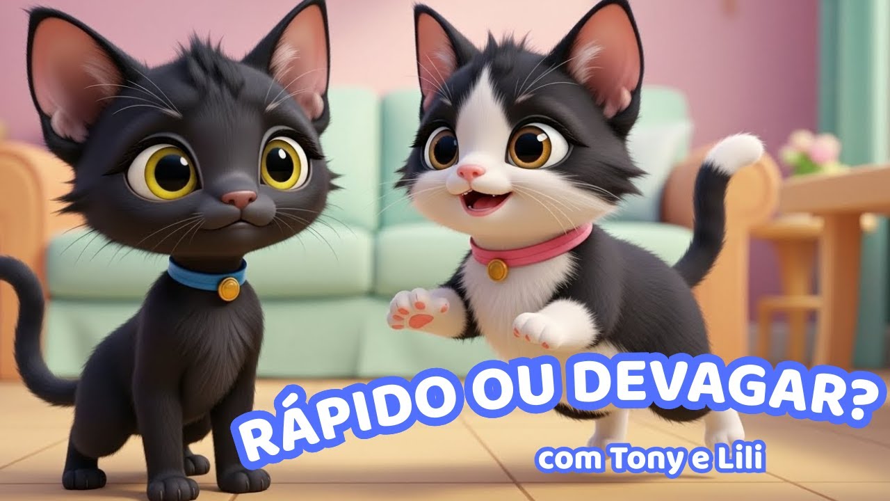 Rápido ou devagar, com Tony e Lili! | Musiquinha infantil e segura para bebês  💛🐱