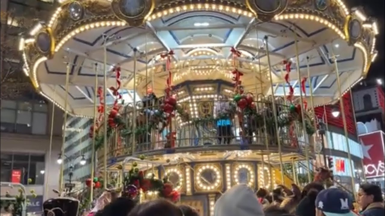 LIVE New York City Christmas double-decker carousel