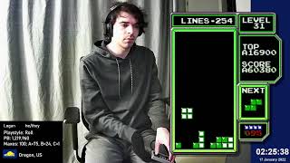 First level 35: 291 lines [PB] - NES Tetris