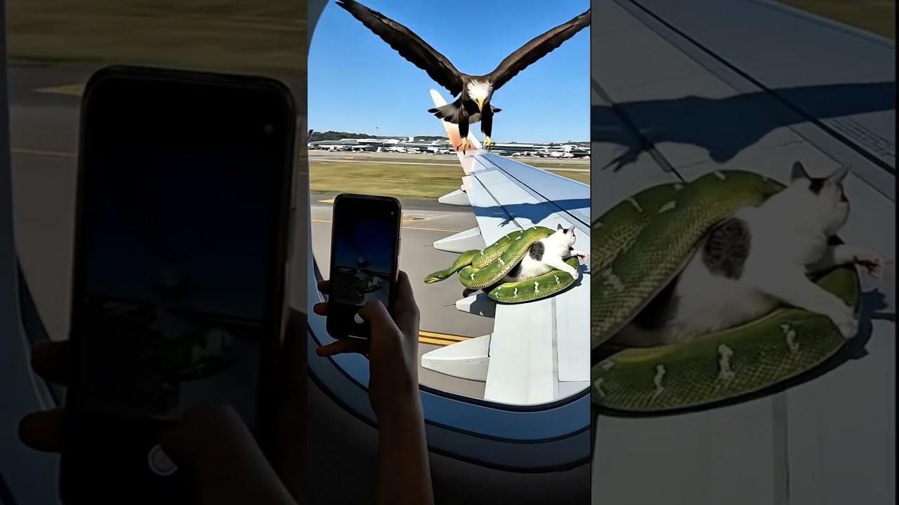 Shocking Moment: Cat vs Snake Ends with Eagle Attack 🐍🐱🦅