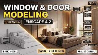 Enscape 4.2 Bedroom Rendering Tutorial |  Window and Door Modeling Technique in its most basic form
