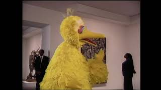 Clic Sesame Street - Museum Of Modern Of Art Pollock Painting With Big Bird And Baby Bear