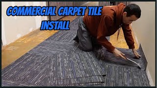 Commercial Carpet Tile Installation  (Timelapse)