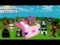 SURVIVAL SECRET GIANT AXOLOTL HEAD BASE in Minecraft - JEFF THE KILLER and GRUDGE and 100 NEXTBOTS