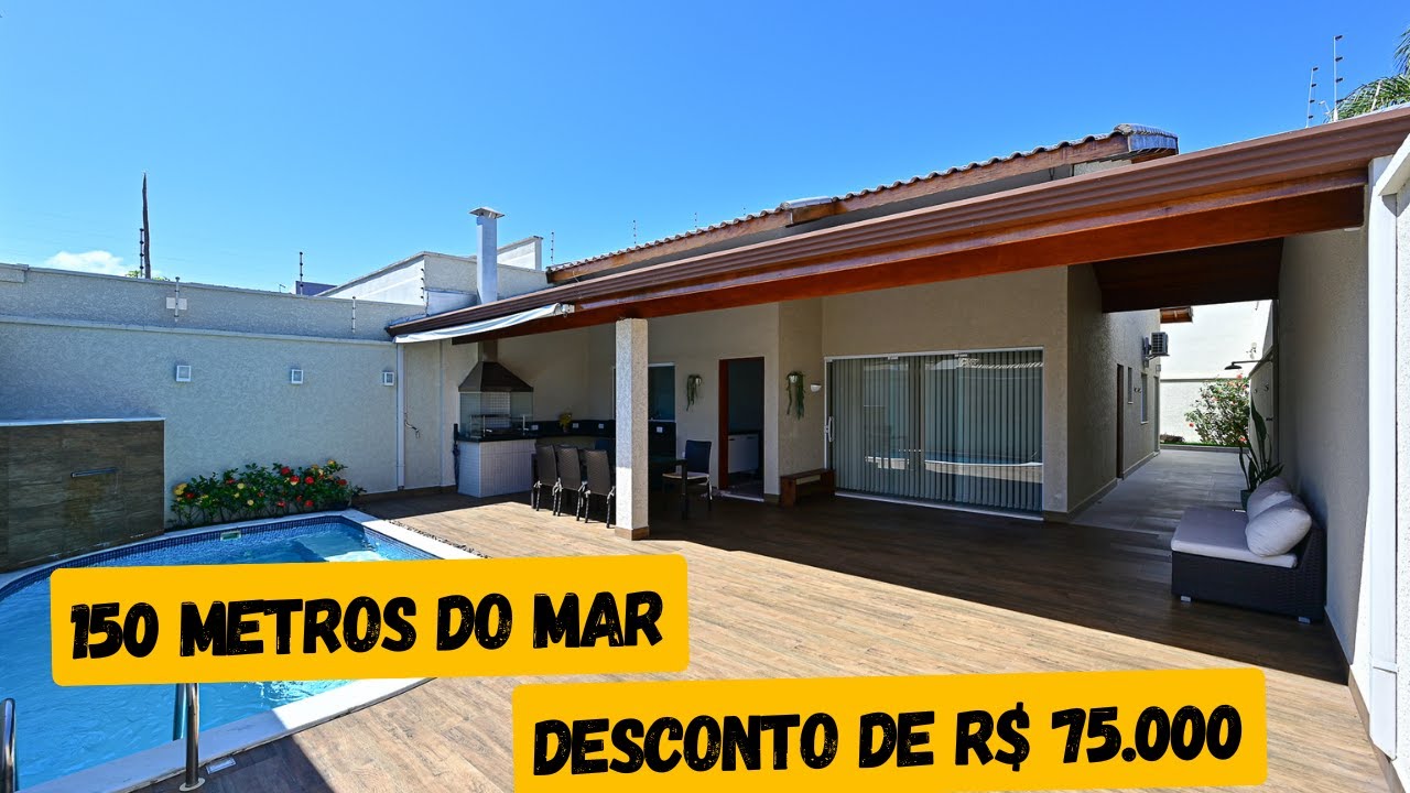 LINDA CASA NA PRAIA COM PISCINA 3 DORMITORIOS E DESCONTAO DE R$ 75.000, APROVEITE!
