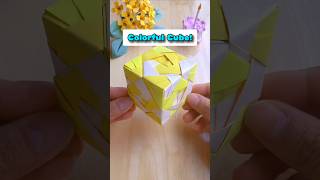 Crafting Colorful Cube With Paper 🥳!$ #papercraft #craftshorts #shorts