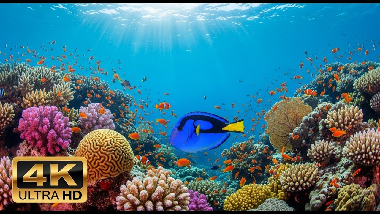 🌅 Deep Sea Aquarium 4K – Tranquil Fish Swimming & Soothing Background Music