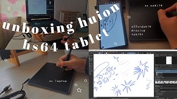 unboxing cheap drawing tablet huion hs64 in 2023 (how to setup, price, software use)