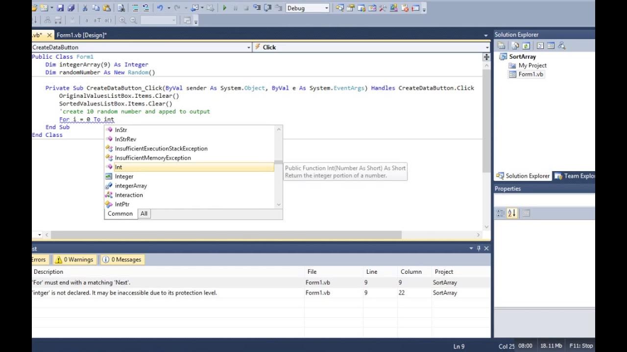 sorting array vb.net - YouTube
