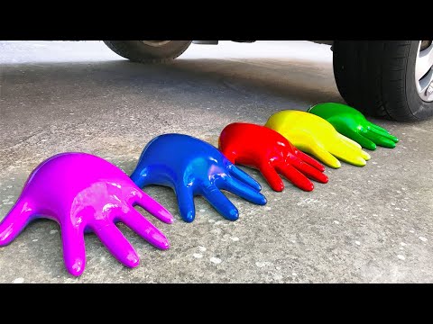 Crushing Crunchy & Soft Things by Car!EXPERIMENT: Car vs Water Gloves
