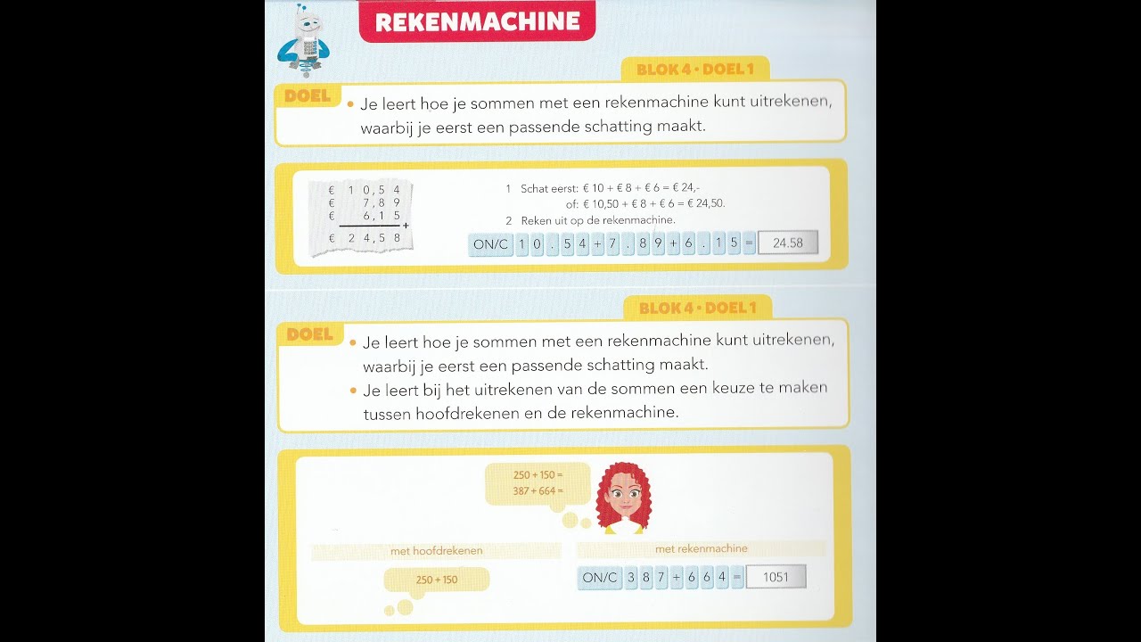 Pluspunt 4 groep 7 blok 4 doel 1 rekenen met de rekenmachine - YouTube